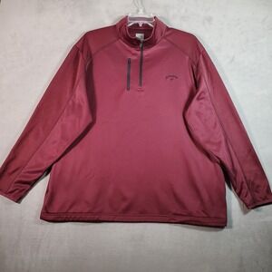 Callaway‎ Sweater Mens XXL Red 1/4 Zip Pullover Pockets Fleece Performance Golf